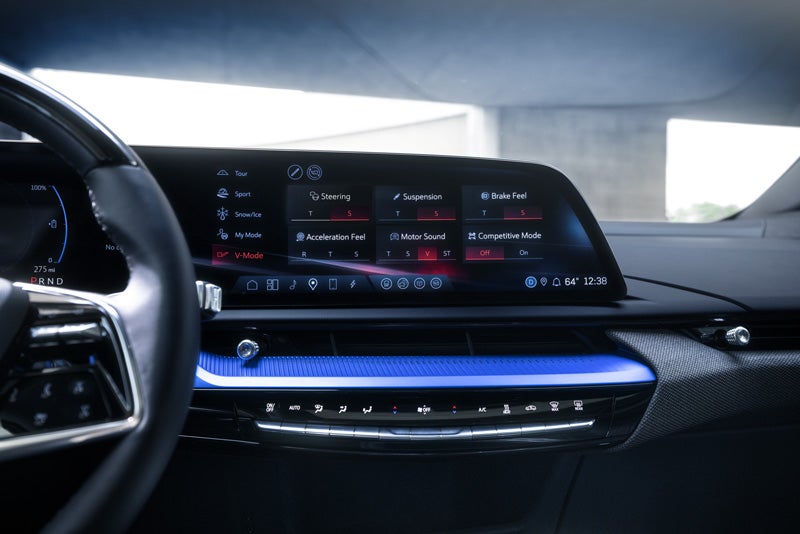 The 2026 OPTIQ-V Display Screen Displaying the V-Mode Settings | Hansen Motor Co Cadillac in Brigham City UT