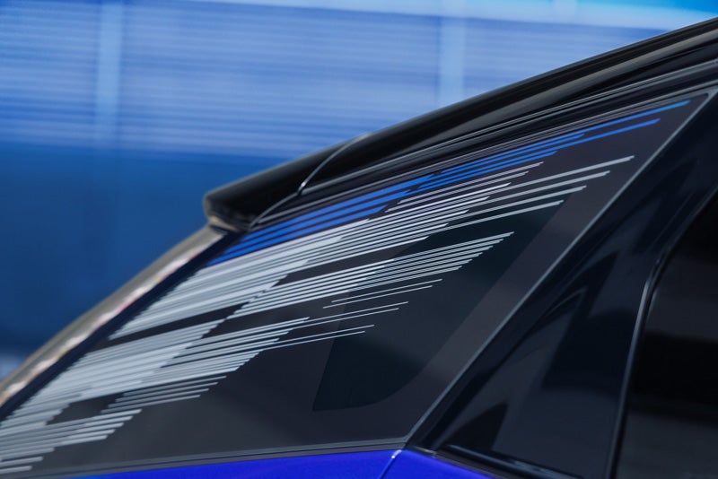 Close-up of the Modern Pattern on the 2026 OPTIQ-V Rear Quarter Glass | Hansen Motor Co Cadillac in Brigham City UT